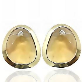 Foto de 71-4506PF - PENDIENTES PIEDRA FUMÉ 14MM 18K