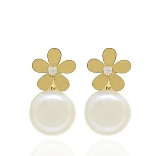 Foto de 71-11971P - PENDIENTES FLOR PERLA 13MM 18K