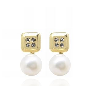 Foto de 00-1668P - PENDIENTES TÚ Y YO PERLA-CIRCONITA 12MM CATALÁN 18K