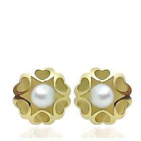 Foto de 70-531P - PENDIENTES FLOR PERLA 10MM PRESIÓN 18K