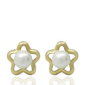 Foto de 05-2081P - PENDIENTES ESTRELLA PERLA 10MM CATALÁN 18K