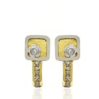 Foto de 99-PT337 - PENDIENTES BICOLOR CIRCONITA 11MM CATALÁN 18K