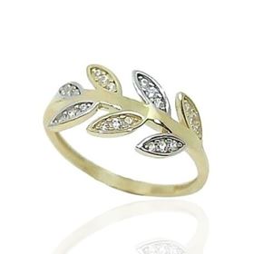 Foto de 44-00310S - SORTIJA HOJAS BICOLOR CIRCONITA 8MM 18K