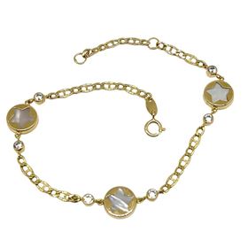 Foto de 45-259E - PULSERA ESTRELLAS NÁCAR Y CIRCONITAS 8-3MM 19CM (ANILLA A 2.5CM) 18K
