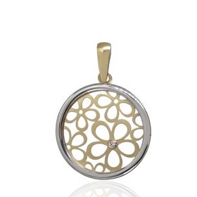 Foto de 51-14490 - COLGANTE FLORES BICOLOR CIRCONITA 19MM 18K