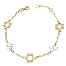 Foto de 10-00-6623 - PULSERA FLORES Y MARIPOSAS BICOLOR 18CM (ANILLA A 2CM) (2,02gr) 18K