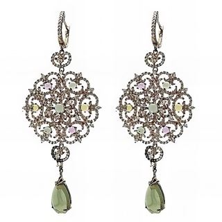 Foto de 32-0533P - *OFERTA* PENDIENTES PLATA PIEDRAS COLOR COBRE 80MM