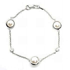 Foto de 24-6 - *OFERTA* PULSERA PLATA PERLAS 10MM Y CIRCONITA 3MM 18.5CM