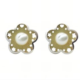Foto de 51-1322906 - PENDIENTES FLOR PERLA BICOLOR 8MM 18K