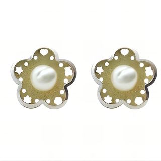 Foto de 51-1322906 - PENDIENTES FLOR PERLA BICOLOR 8MM 18K