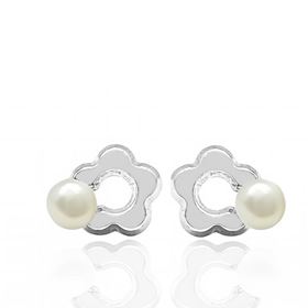 Foto de 51-2219560 - PENDIENTES FLOR PERLA 5MM O.B. 18K