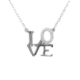 Foto de 25-0063G - GARGANTILLA PLATA "LOVE" CIRCONITA 15MM 40CM (ALARGADOR 5CM)