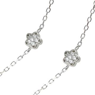 Foto de 25-0141G - GARGANTILLA PLATA FLORES CIRCONITA 90CM