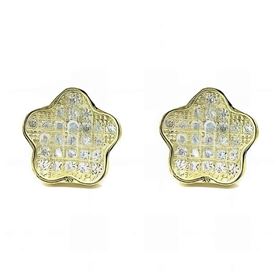 Foto de 25-0237D - PENDIENTES PLATA FLOR CIRCONITA DORADOS 8MM