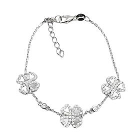 Foto de 25-1093 - PULSERA PLATA TRÉBOLES NÁCAR 10MM 16CM (ALARGADOR 3.5CM)