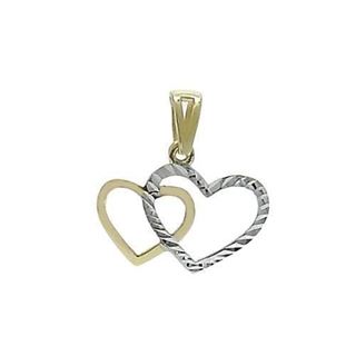 Foto de 12-267 - COLGANTE CORAZONES BICOLOR LAPIDADOS 10MM 18K