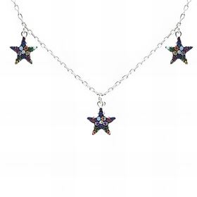 Foto de 25-1375G - GARGANTILLA PLATA ESTRELLAS PIEDRAS COLOR 9MM 42CM + 5CM