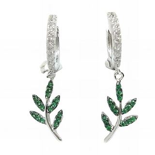 Foto de 25-1731V - CRIOLLAS PLATA HOJA CIRCONITA VERDE 15MM