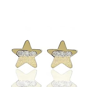 Foto de 99-PT818 - PENDIENTES ESTRELLA CIRCONITA MATE-BRILLO 5.5MM 18K