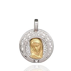 Foto de 26-AG309-1 - MEDALLA ORO Y PLATA BRILLANTE VIRGEN NIÑA 17MM FINOR