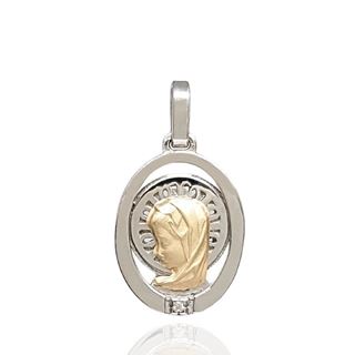 Foto de 26-AG301-0 - MEDALLA ORO Y PLATA VIRGEN NIÑA BRILLANTE 17MM FINOR