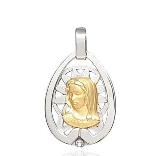Foto de 26-AG303-2 - MEDALLA ORO Y PLATA VIRGEN NIÑA BRILLANTE 24MM FINOR