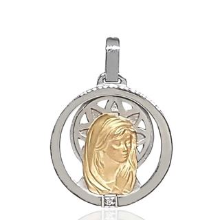 Foto de 26-AG300-3 - MEDALLA ORO Y PLATA VIRGEN NIÑA BRILLANTE 22MM FINOR