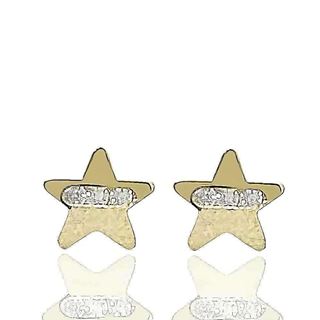 Foto de 99-PT818 - PENDIENTES ESTRELLA CIRCONITA MATE-BRILLO 5.5MM 18K