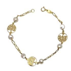 Foto de 45-235 - PULSERA ÁRBOL DE LA VIDA PERLAS 10-5MM 17.5CM 18K