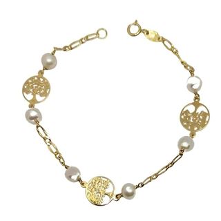 Foto de 45-235 - PULSERA ÁRBOL DE LA VIDA PERLAS 10-5MM 17.5CM 18K