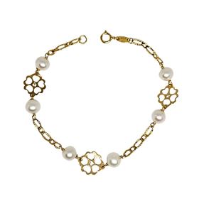Foto de 45-233 - PULSERA FLORES PERLAS 9-5MM 17CM 18K