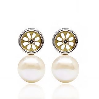 Foto de 51-1304004 - PENDIENTES TÚ Y YO PERLA 14MM CATALÁN 18K