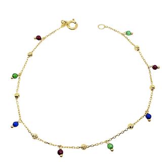 Foto de 10-656-144 - PULSERA PIEDRAS COLOR Y BOLAS 19CM 18K