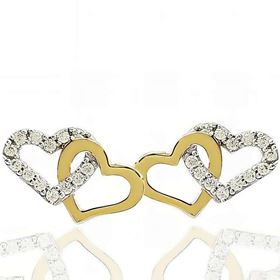 Foto de 14-4643 - PENDIENTES CORAZONES CIRCONITA BICOLOR 9MM 18K