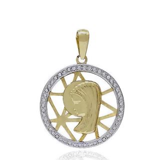 Foto de 62-690 - MEDALLA VIRGEN NIÑA BICOLOR CIRCONITA 20MM 18K