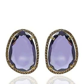 Foto de 71-4643PM - PENDIENTES PIEDRA COLOR MORADO 20MM 18K 