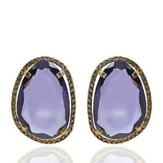 Foto de 71-4643PM - PENDIENTES PIEDRA COLOR MORADO 20MM 18K 