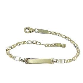 Foto de 04-634 - PULSERA BEBÉ PLACA BICOLOR (PLACA 3.5X18MM) 14.5CM (ANILLA A 2CM) (2,20gr) 18K