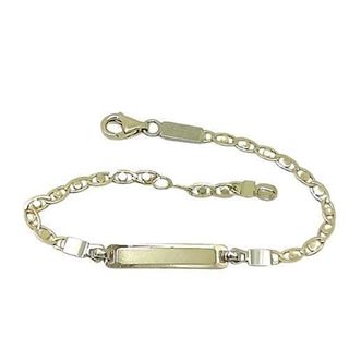 Foto de 04-634 - PULSERA BEBÉ PLACA BICOLOR (PLACA 3.5X18MM) 14.5CM (ANILLA A 2CM) (2,20gr) 18K