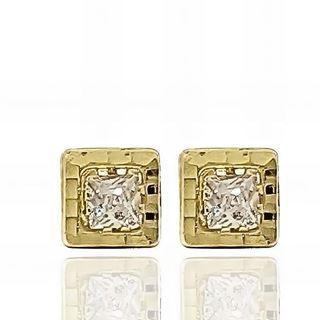 Foto de 05-2179 - PENDIENTES CUADRADOS CIRCONITA 6MM 18K