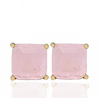 Foto de 05-3988RS-6 - PENDIENTES PIEDRAS COLOR ROSA 6X6MM PRESIÓN 18K