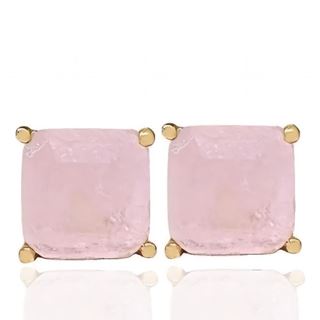 Foto de 05-3988RS - PENDIENTES PIEDRAS COLOR ROSA 8X8MM PRESIÓN 18K