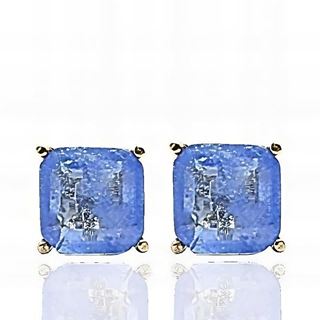 Foto de 05-3988A-6 - PENDIENTES PIEDRAS COLOR AZUL 6X6MM PRESIÓN 18K
