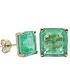 Foto de 05-3988V - PENDIENTES PIEDRAS COLOR VERDE 8X8MM PRESIÓN 18K