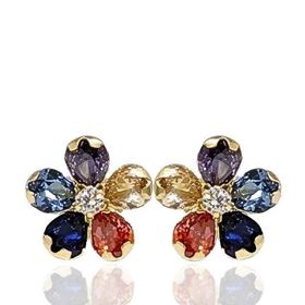 Foto de 05-4478 - PENDIENTES FLOR PIEDRAS COLOR 9MM 18K 