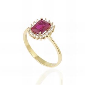 Foto de 28-0371SR - SORTIJA PIEDRA COLOR RUBÍ CIRCONITA 10MM 18K