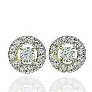Foto de 13-6653P - PENDIENTES BICOLOR CIRCONITA 8MM PRESIÓN 18K