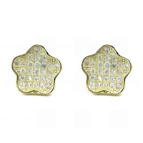 Foto de 25-0237D - PENDIENTES PLATA FLOR CIRCONITA DORADOS 8MM