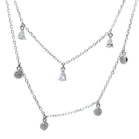 Foto de 25-0062 - GARGANTILLA PLATADOS CADENAS CIRCONITA 45CM (ALARGADOR 5CM)