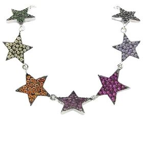 Foto de 25-1741 - GARGANTILLA PLATA ESTRELLAS COLOR 10MM 40CM (ALARGADOR 3CM)